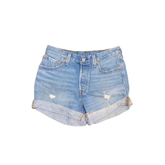 501 Womens Levi's Shorts distress cuffed Medium Wash size 27 - Picture 1 of 3